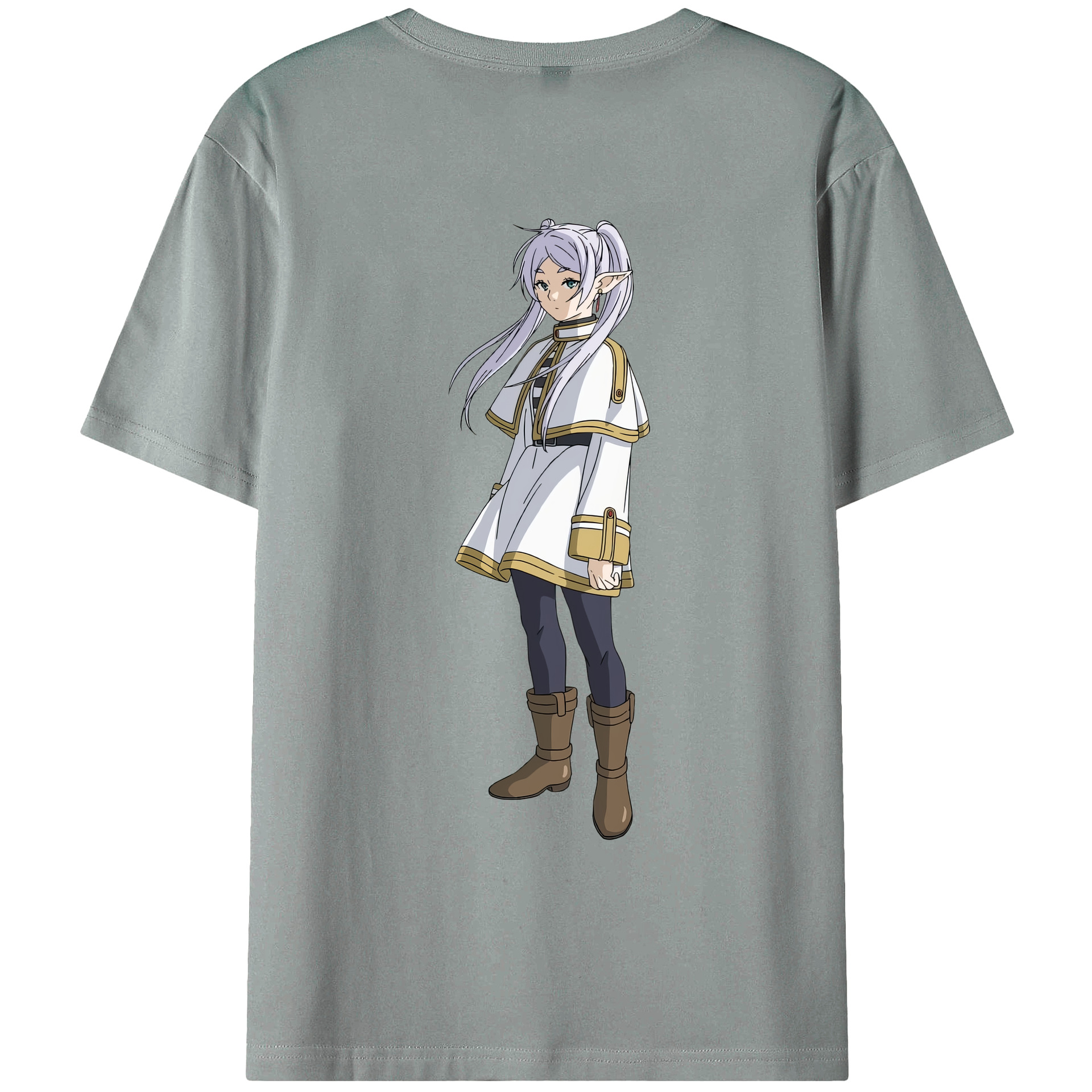 （画像用） 葬送のフリーレン Frieren 綿100％ メンズ半袖Tシャツ（バックプリント） 通気性